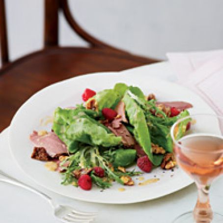 Smoked-Duck Salad with Walnuts and Raspberries
