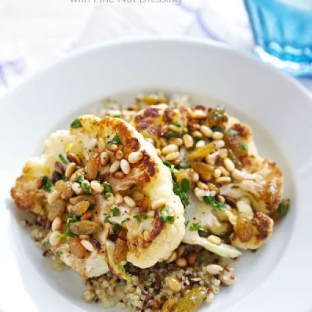 Cauliflower Steaks with Pine Nut Dressing
