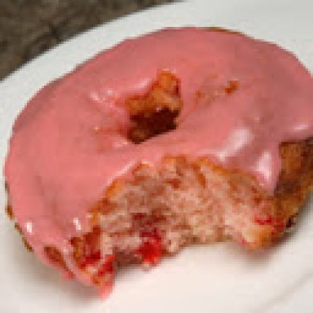 Cherry Cake Doughnut Coffeecake with Cherry Fondant Glaze