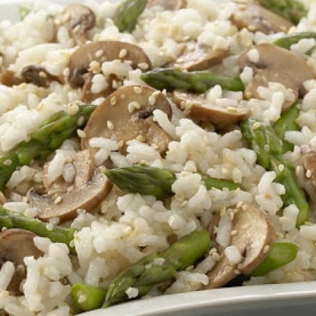 Rice with Asparagus Mushrooms and Toasted Sesame Seed Recipe