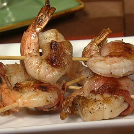 Bacon-Wrapped Grilled Shrimp with Dijon Butter Sauce, Carla and Clinton's