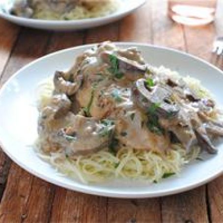 Creamy Smothered Chicken and Mushrooms with Pasta