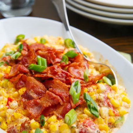 Creamed Corn with Roasted Red Peppers and Bacon