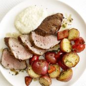 Roasted Pork and Potatoes with Creamy Applesauce