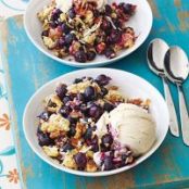 Blueberry Coconut Crisp with Vanilla Ice Cream