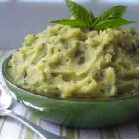 Olive-Oil-Mashed Potatoes with Spinach and Basil