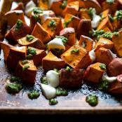 Sweet Potatoes With Yogurt and Cilantro-Chile Sauce