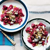 Beets with Goat Cheese, Nigella Seeds, and Pistachios