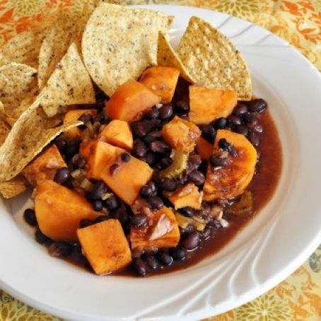 Barbecued Black Beans with Sweet Potatoes