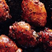 Soy-Glazed Chicken Thighs with Asparagus and Scallions