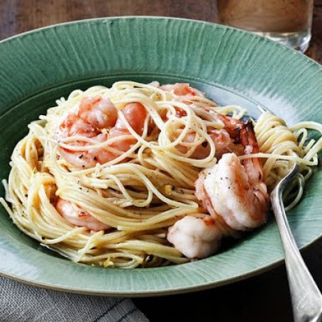 Lemon Pasta with Roasted Shrimp