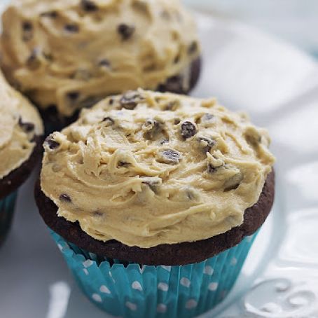 Chocolate Cupcakes with Cream Cheese Cookie Dough Frosting