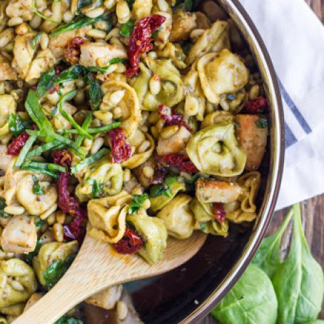 One Skillet Chicken Pesto Tortellini