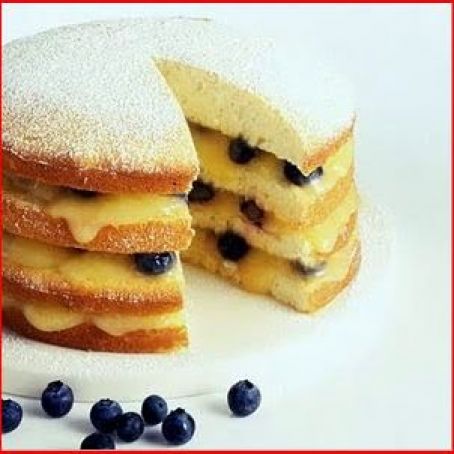 Lemon Layer Cake with Curd and Blueberries