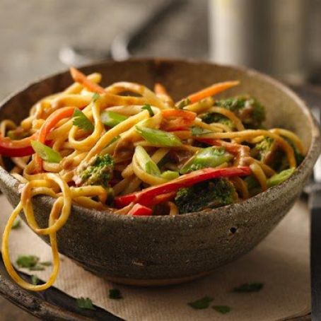 Noodle Bowl with Beer-Peanut Sauce