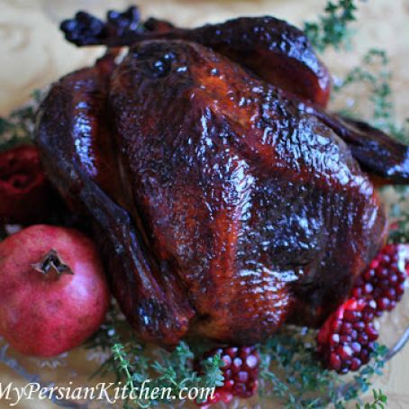 Roast Turkey with Pomegranate Molasses Glaze