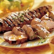 Grilled Peach and Mustard Glazed Pork Tenderloin