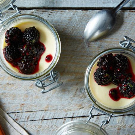 Crème Fraîche Panna Cotta with Fresh Berries and Herbs
