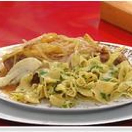 Pork Chops with Fennel, Apple, Onion and Cider Sauce