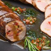 (Stuffed Pork Tenderloin with Peppers, Olives and Provolone)