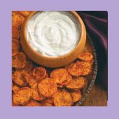 Spicy Sweet Potato Chips & Cilantro Dip