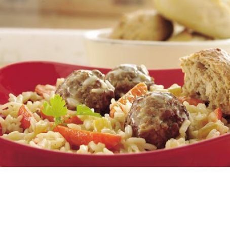 Meatballs and Creamy Rice Skillet Supper