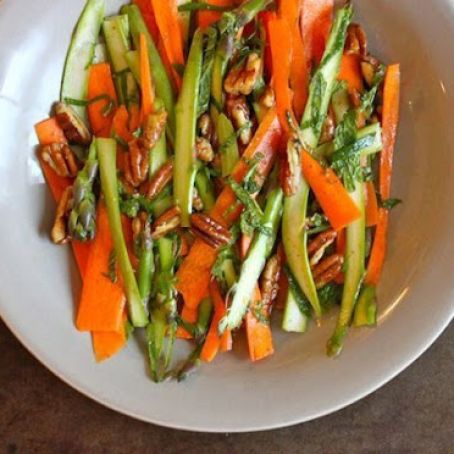 ShavedAsparagus and Carrots with Mint and Toasted Pecans
