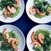 Pan-Fried Shrimp with Lemony Pea Pesto