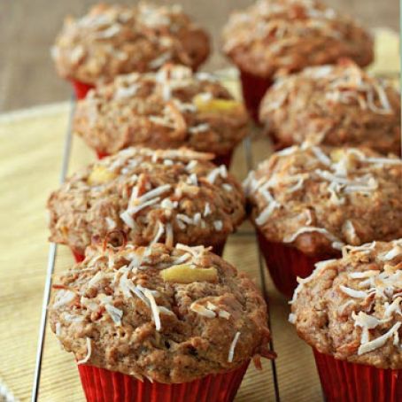 Good Morning Sunshine Muffins (Hearty Carrot Muffins with Coconut and Pineapple)