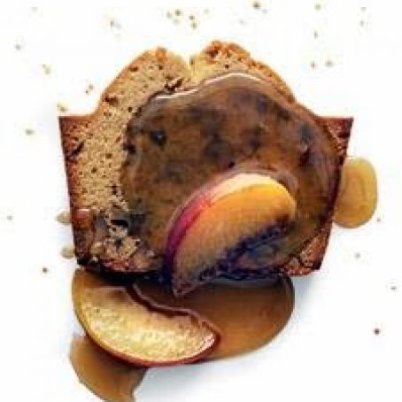 Brown Sugar-Walnut Pound Cake with Peach-Maple Sauce