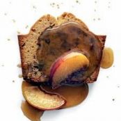Brown Sugar-Walnut Pound Cake with Peach-Maple Sauce