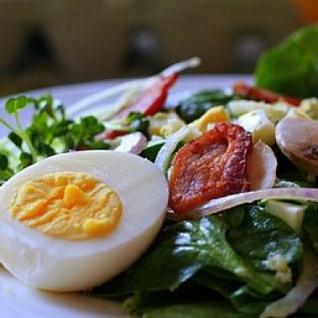 EGG - Spinach Salad with Warm Bacon Dressing