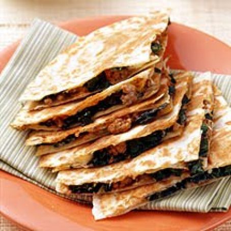 Beef, Blue Cheese and Spinach Quesadillas