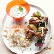 Grilled Greek Chicken Kebabs with Mint-Feta Sauce