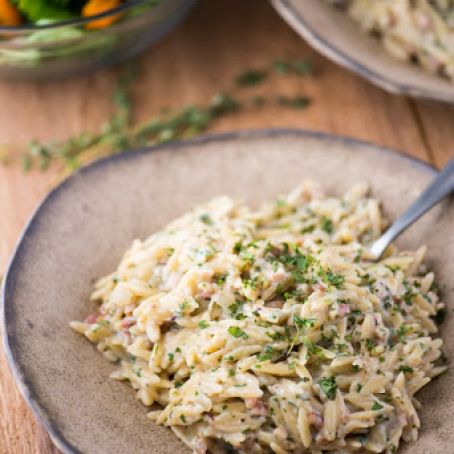 Creamy Carbonara Orzo Risotto