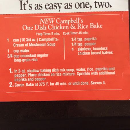 Campbell's One Dish Chicken & Rice Bake