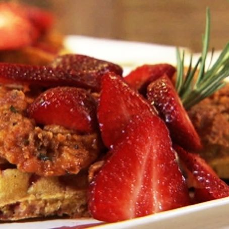 Fried Chicken and Strawberry Jalapeno Sweet Corn Waffles