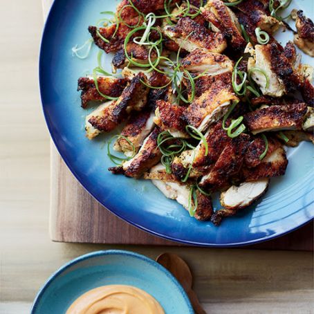 Grilled Chicken Thighs with Spicy Miso Mayo