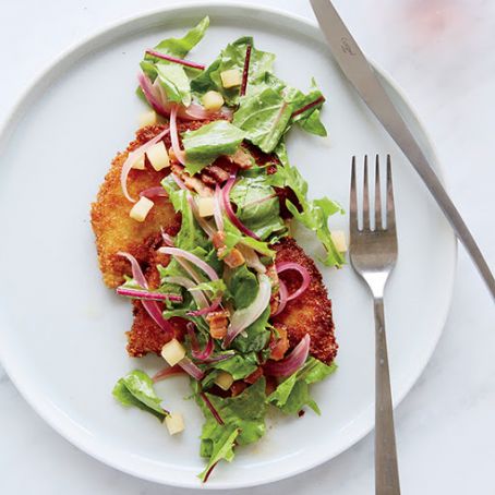 Pork Milanese with Dandelion Green Salad