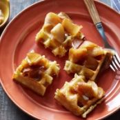 Belgian Waffles with Homemade Cinnamon Sugar Butter and Sauteed Cider Apples