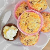 Bacon and Cheese Savory Muffins with Honey Butter