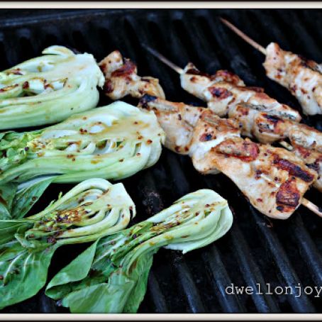 Teriyaki Chicken Kabobs with Grilled Bok Choy