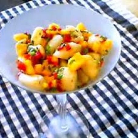 CAMARONES CON VODKA Y CEVICHE DE MANGO