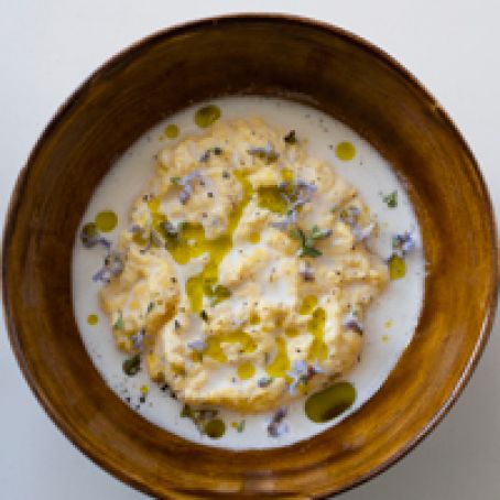 Poached Scrambled Eggs with Goat Cheese Sauce