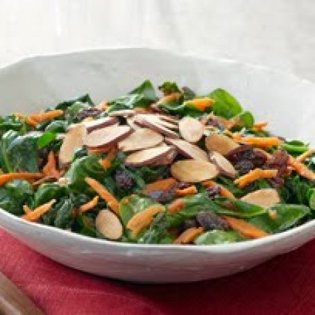 Sauteed Spinach with Carrots, Raisins and Almonds