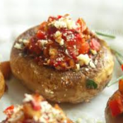 MUSHROOMS-Tomato & Bocconcini-Stuffed Mushrooms with Mixed Greens