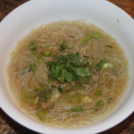Noodles with Ground Chicken and Crispy Shallots