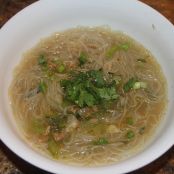 Noodles with Ground Chicken and Crispy Shallots