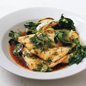 Oven-Roasted Flounder with Bok Choy, Cilantro, and Lime
