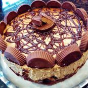 Peanut Butter Cup Brownie Bottom Cheesecake